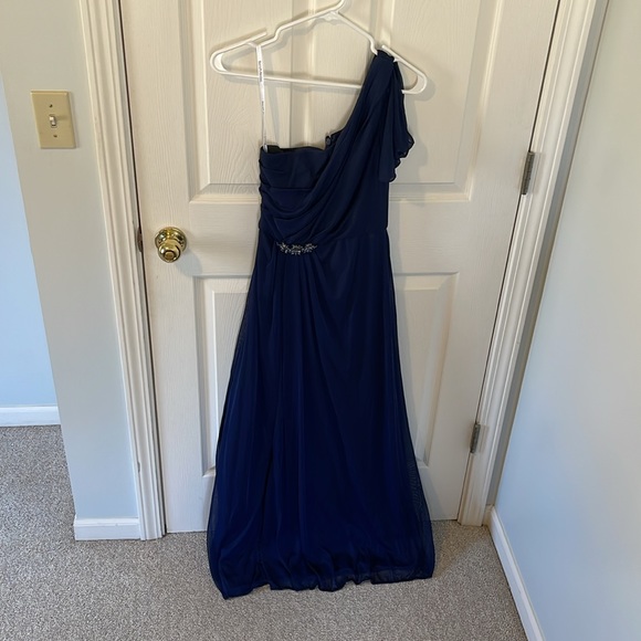 David’s Bridal Size 2 Chiffon Navy Dress - Picture 2 of 6